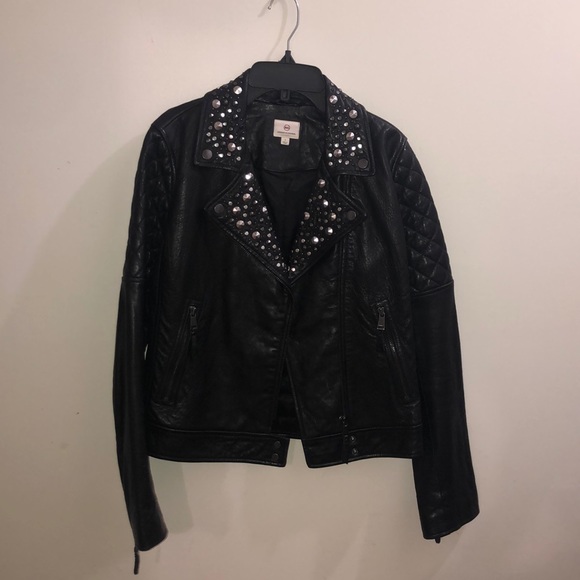 AG Larissa Moto leather jacket, studded true black - Picture 2 of 13